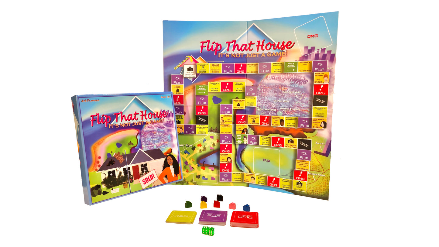 Flip That House Board Game "It's Not Just A Game" A Brand New Real Estate Board Game